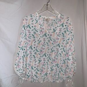 LOFT White Veggie Print Blouse
